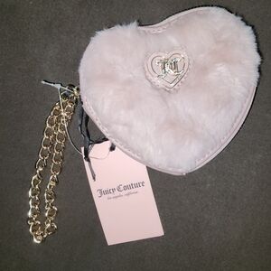 Juicy Couture Pink🩷✨️ Heart Fur Bag with Gold Chain/ Blush Cozy ZIP Around ✨️🩷